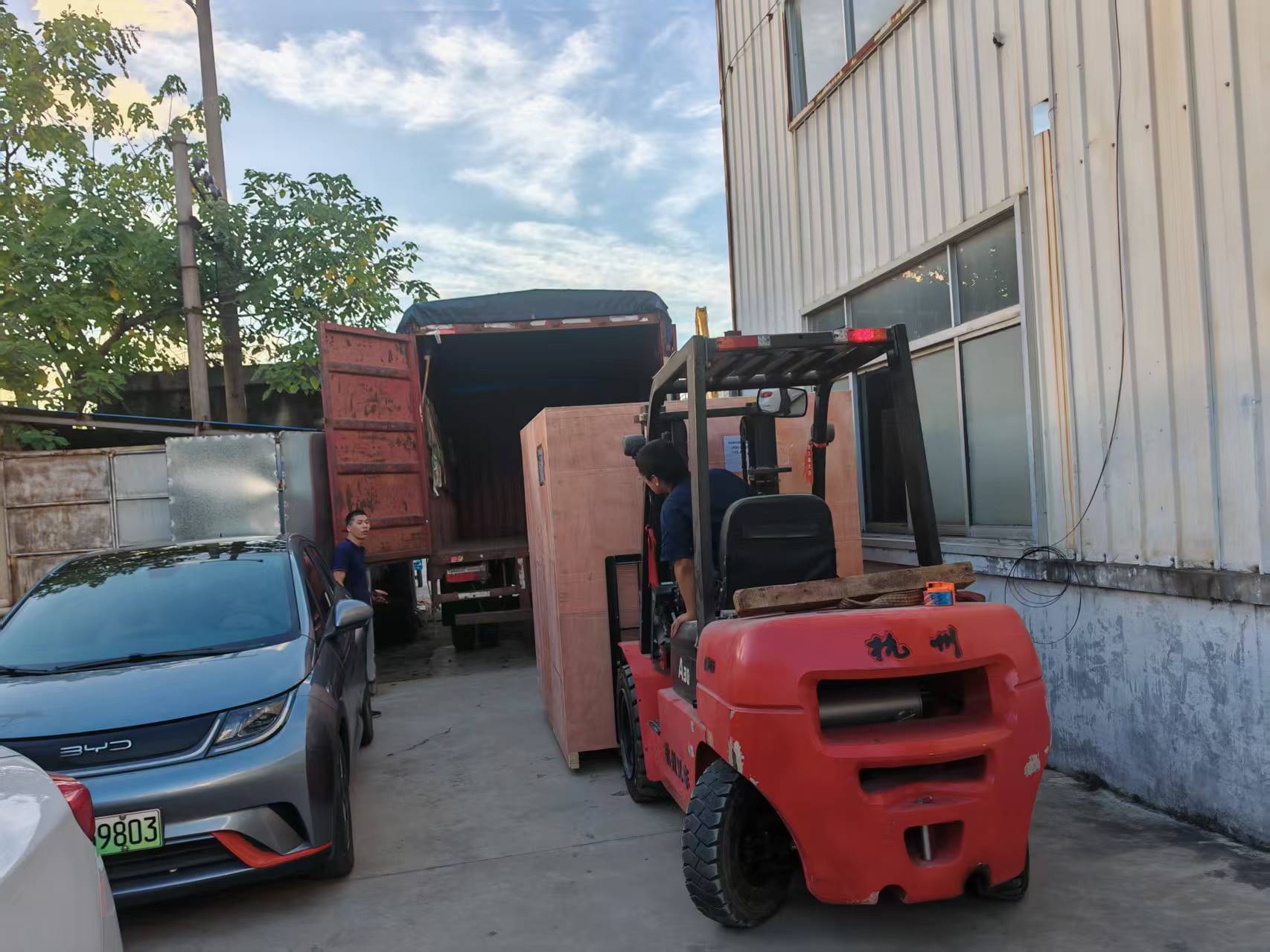 The auto aluminum foil rewinding machines — packed and ready for shipment